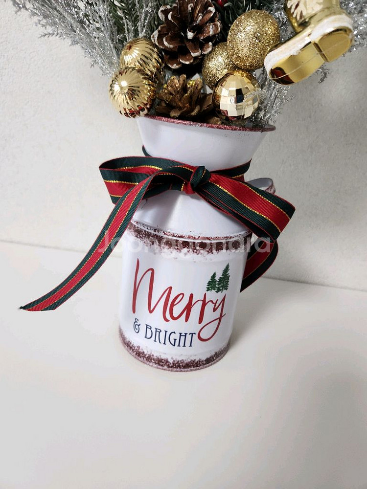 새상품)철제화병 풍성한 크리스마스 조화--8