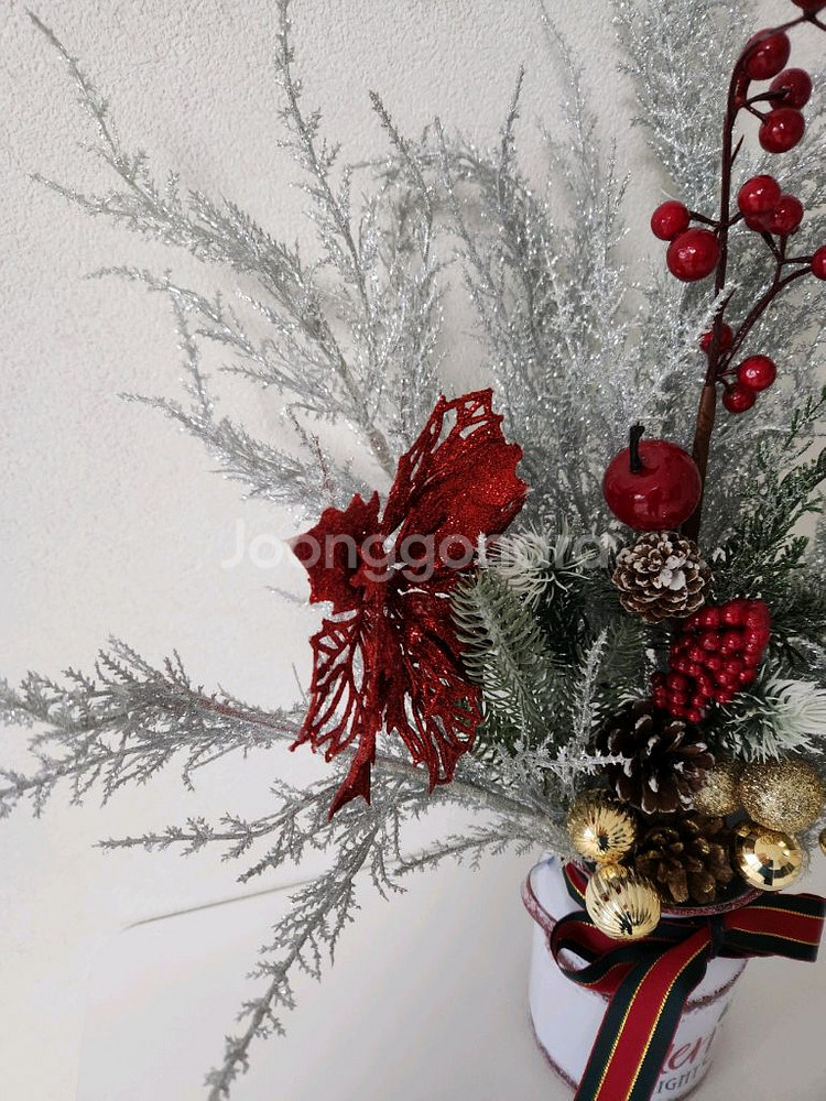 새상품)철제화병 풍성한 크리스마스 조화--3