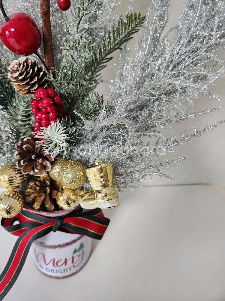 새상품)철제화병 풍성한 크리스마스 조화--5