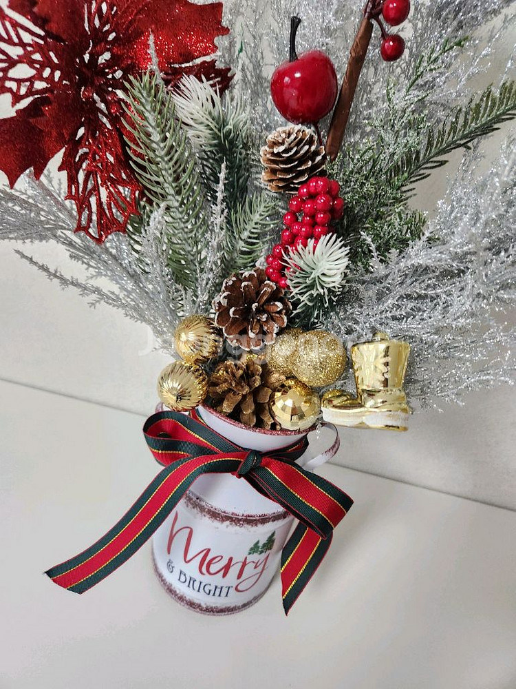 새상품)철제화병 풍성한 크리스마스 조화--9