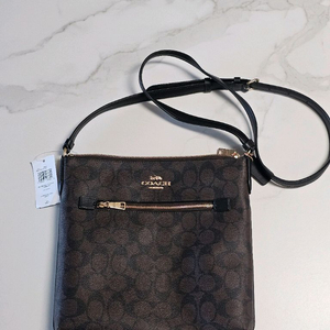 무료배송 COACH 코치 로완 파일 크로스백 새상품 블랙 브라운 믹스