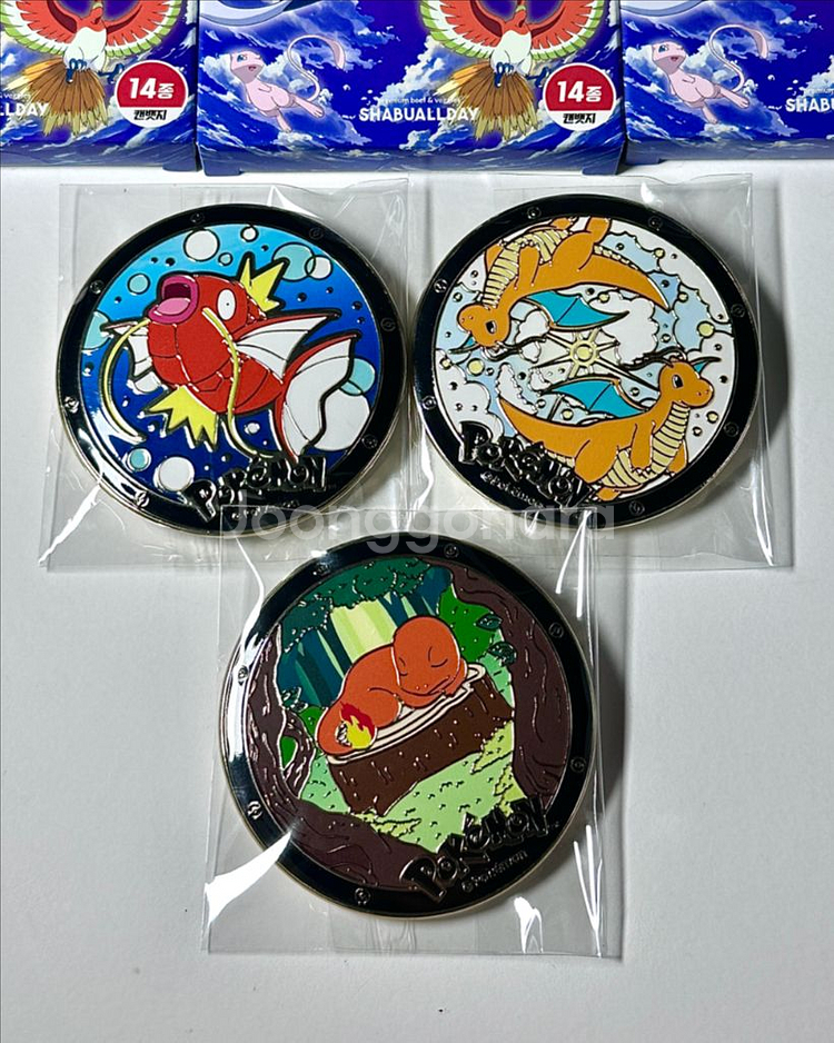 포켓몬 샤브올데이 캔뱃지 파이리 망나뇽 잉어킹 포켓몬스터 굿즈 한정판--0