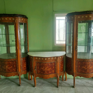 앤틱 유리 장식장 세트 명화가구