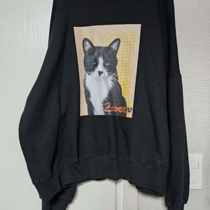 무엔 바이 시부야 네코냥 오버핏 맨투맨 블랙