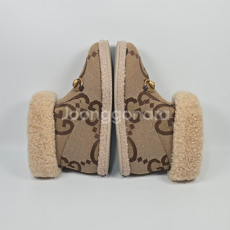 구찌 점보 GG 캔버스 홀스빗 시어링 앵클 부츠 ( 210 )--4