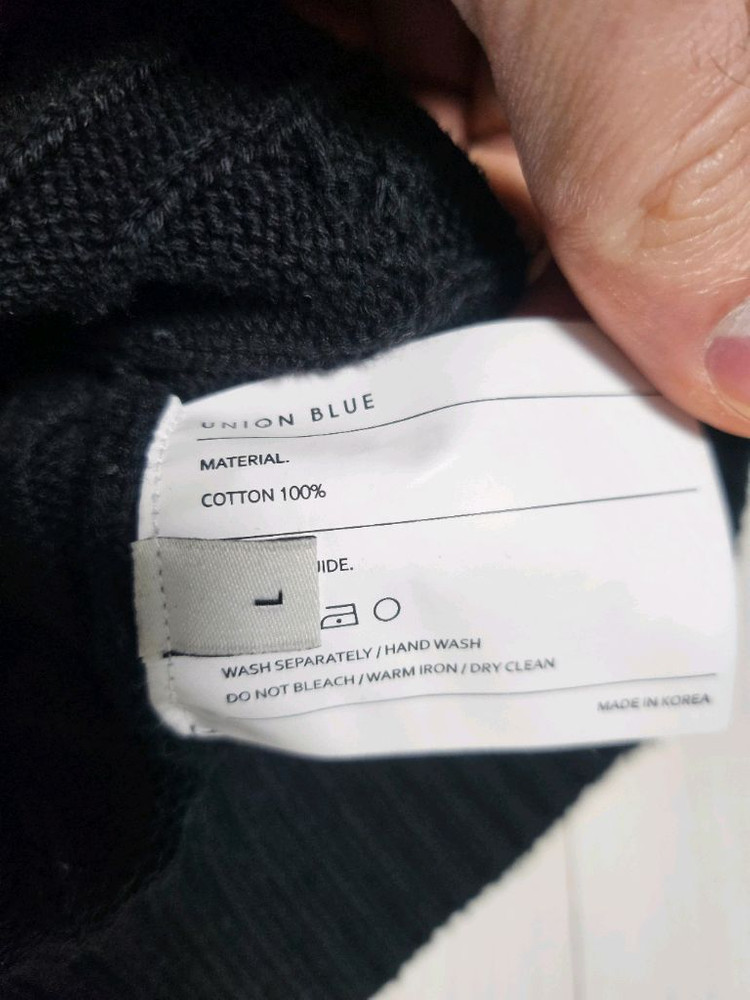 (L)유니온블루 케이블 니트 블랙 이미지
