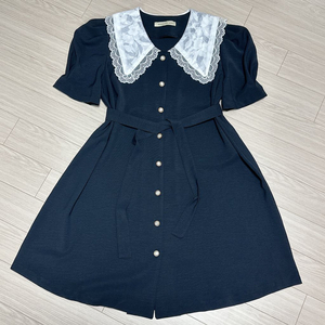 레이스 카라 반팔 원피스