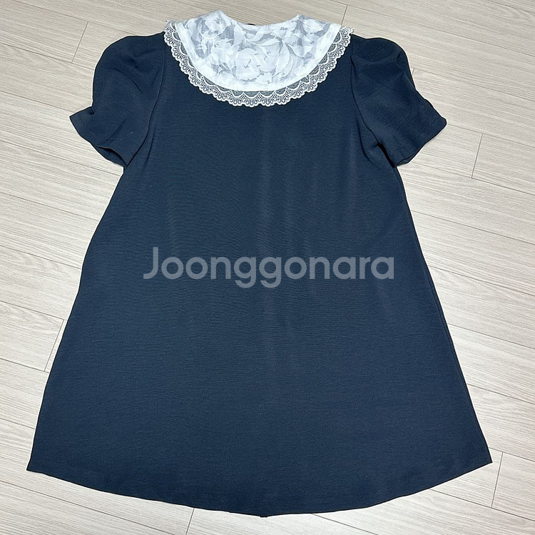 레이스 카라 반팔 원피스--1