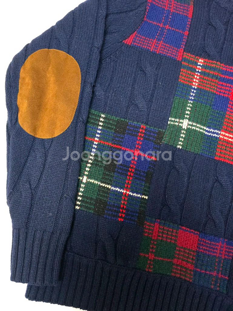 새제품 브룩스 브라더스 타탄 체크 케이블 울 니트 스웨터--2