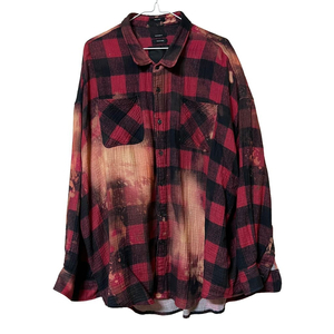 R13 드롭 넥 레드 버팔로 오버다이 워크 셔츠