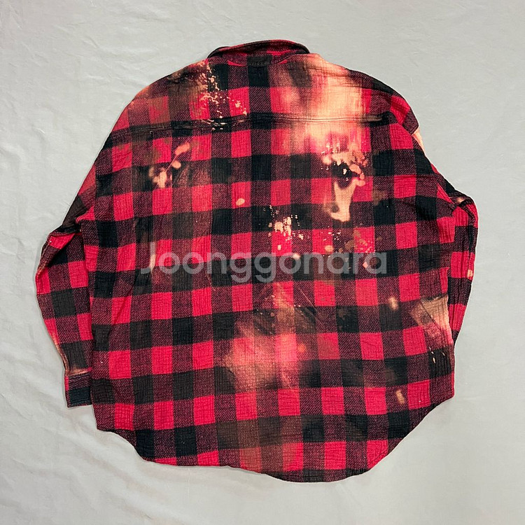 R13 드롭 넥 레드 버팔로 오버다이 워크 셔츠--4