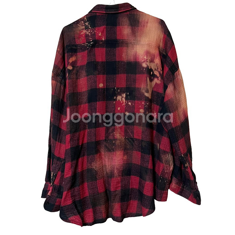 R13 드롭 넥 레드 버팔로 오버다이 워크 셔츠--2
