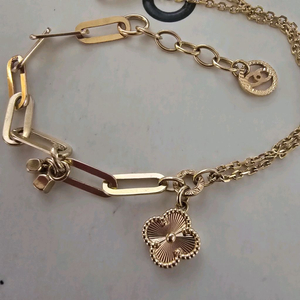 18k핑크골드 클립 두줄 팔찌