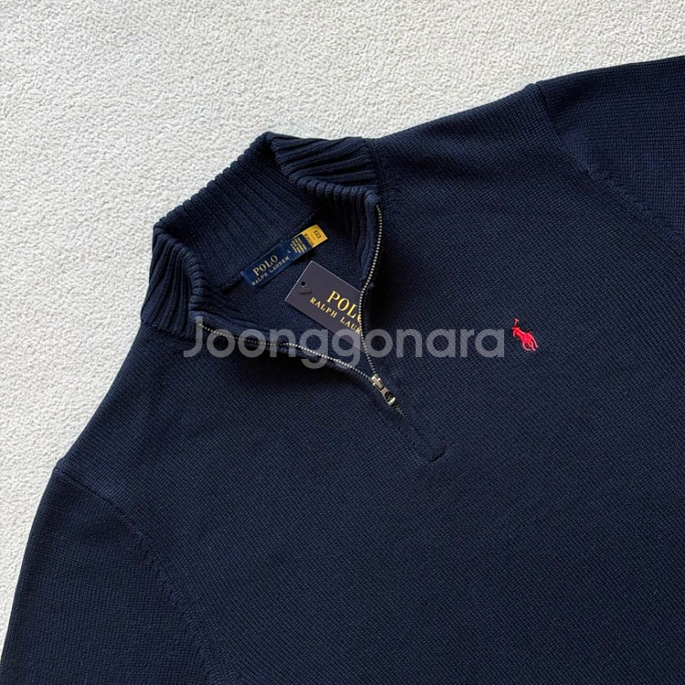 폴로 코튼 케이블 쿼터 지퍼 니트--1