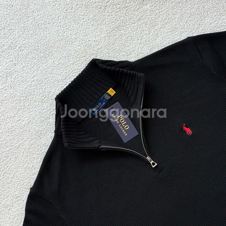 폴로 코튼 케이블 쿼터 지퍼 니트--2