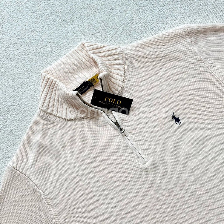 폴로 코튼 케이블 쿼터 지퍼 니트--3