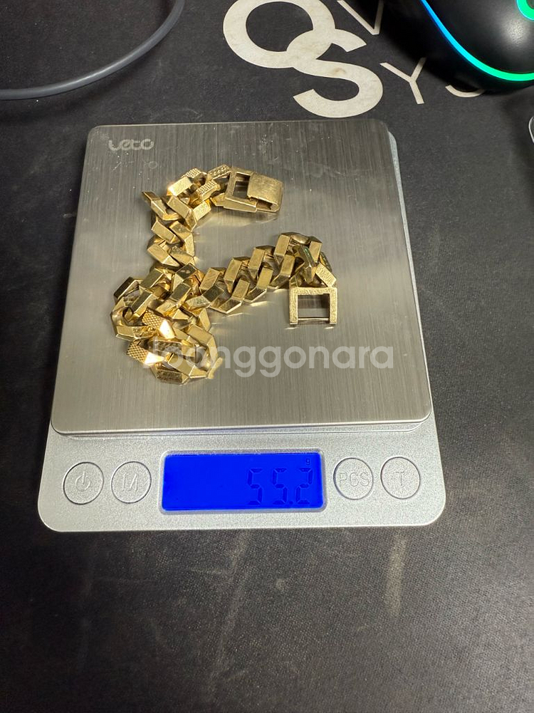 김해 18k 팔각 체인 금팔찌 14.72돈 돈당 600,000--2