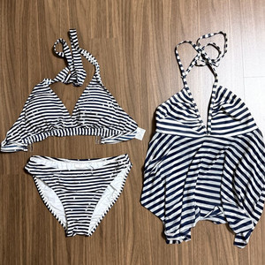 스트라이프 비키니 세트 + 베이지 컬러 비키니 세트
