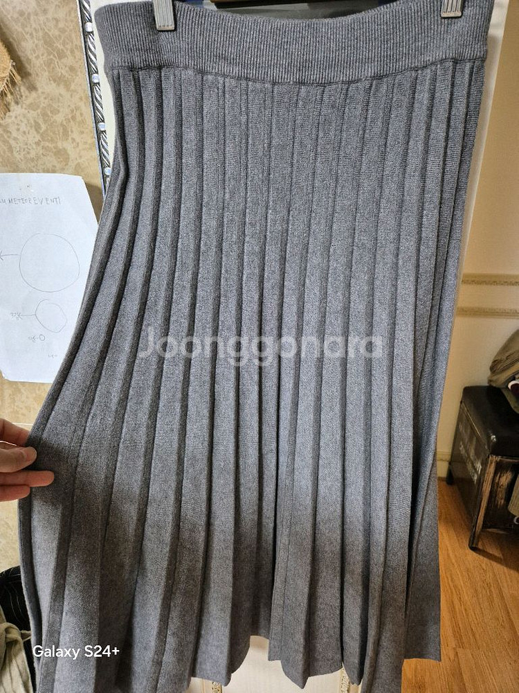 골지 니트 롱 주름스커트 55-66사이즈--2