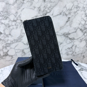 디올 오블리크 버티컬 지퍼 장지갑 블랙 정품