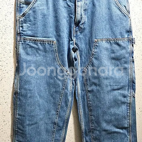 34) 자라 중청 더블니 카펜터 데님 워크 팬츠 청바지 6855 402--2