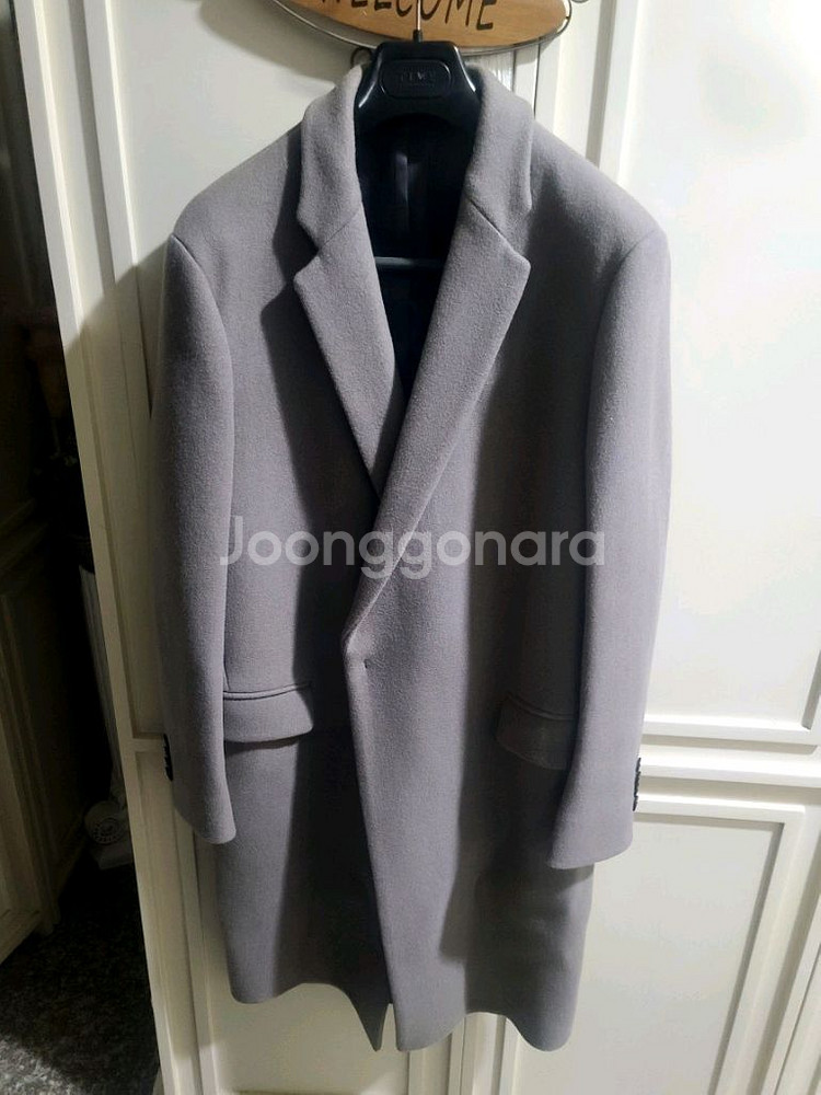 지오지아 And Z / 앤드지 세미오버핏 오트밀 그레이 사선 크롬비 반더블 코트 / 100~105--7