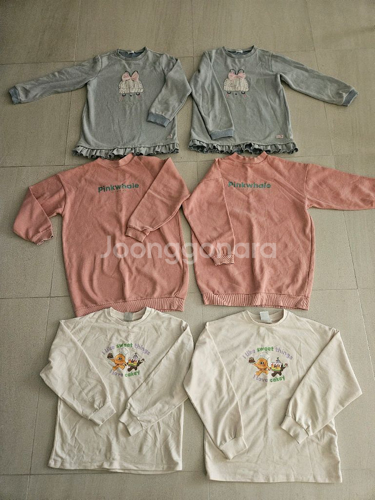 초등 여아 쌍둥이 옷 150 탑텐 기모티 롱티 맨투맨--0