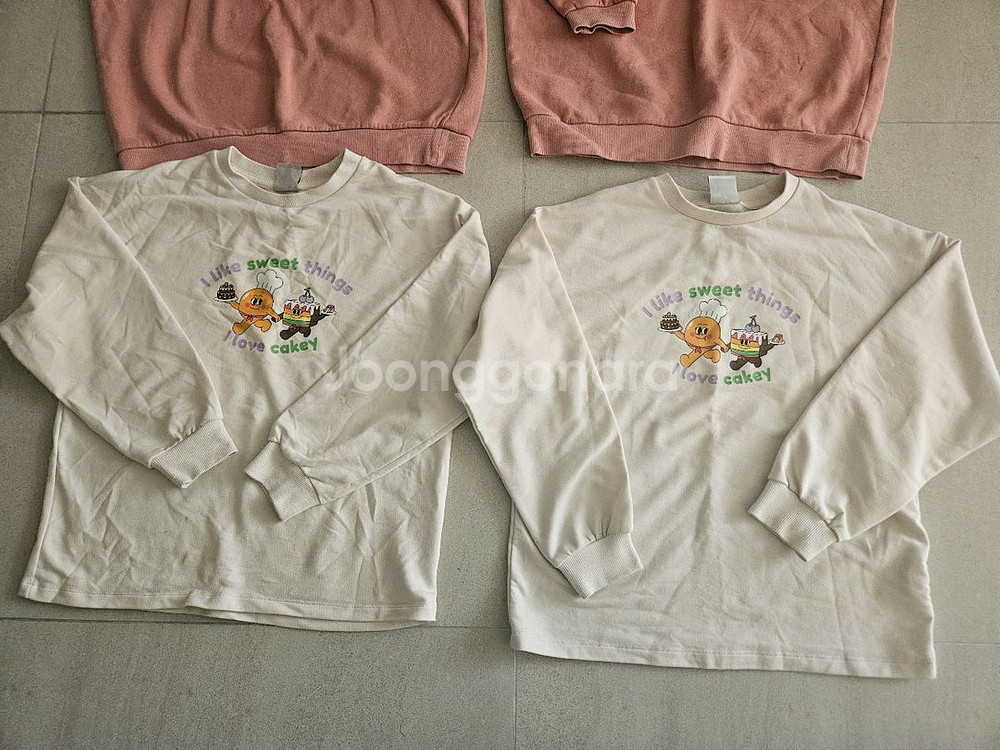 초등 여아 쌍둥이 옷 150 탑텐 기모티 롱티 맨투맨--3