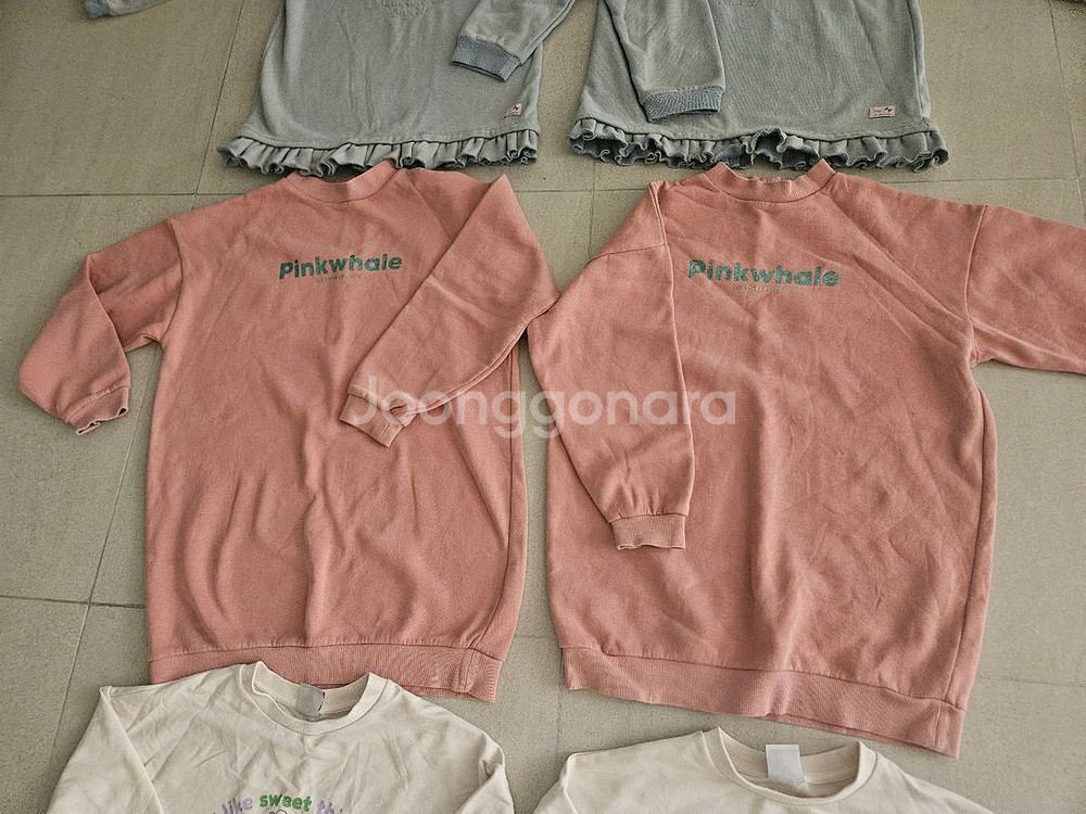 초등 여아 쌍둥이 옷 150 탑텐 기모티 롱티 맨투맨--2