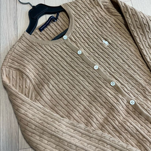 폴로 랄프로렌 코튼 케이블 니트 가디건 베이지 라운드넥 꽈배기 POLO