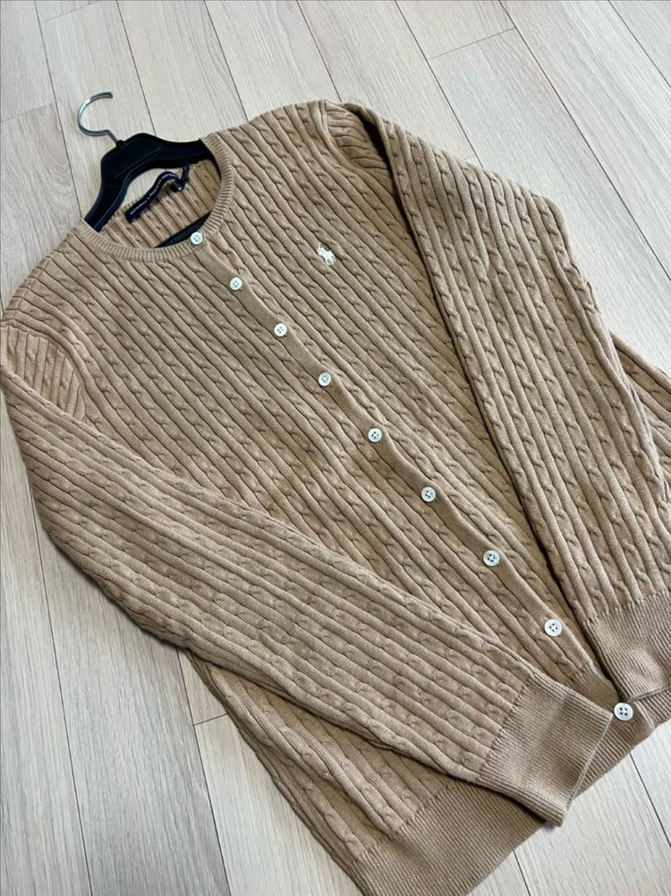 폴로 랄프로렌 코튼 케이블 니트 가디건 베이지 라운드넥 꽈배기 POLO--1