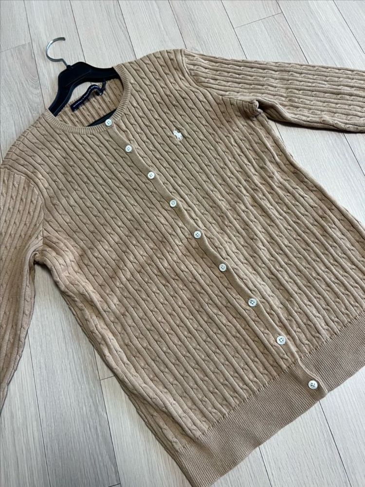 폴로 랄프로렌 코튼 케이블 니트 가디건 베이지 라운드넥 꽈배기 POLO--2