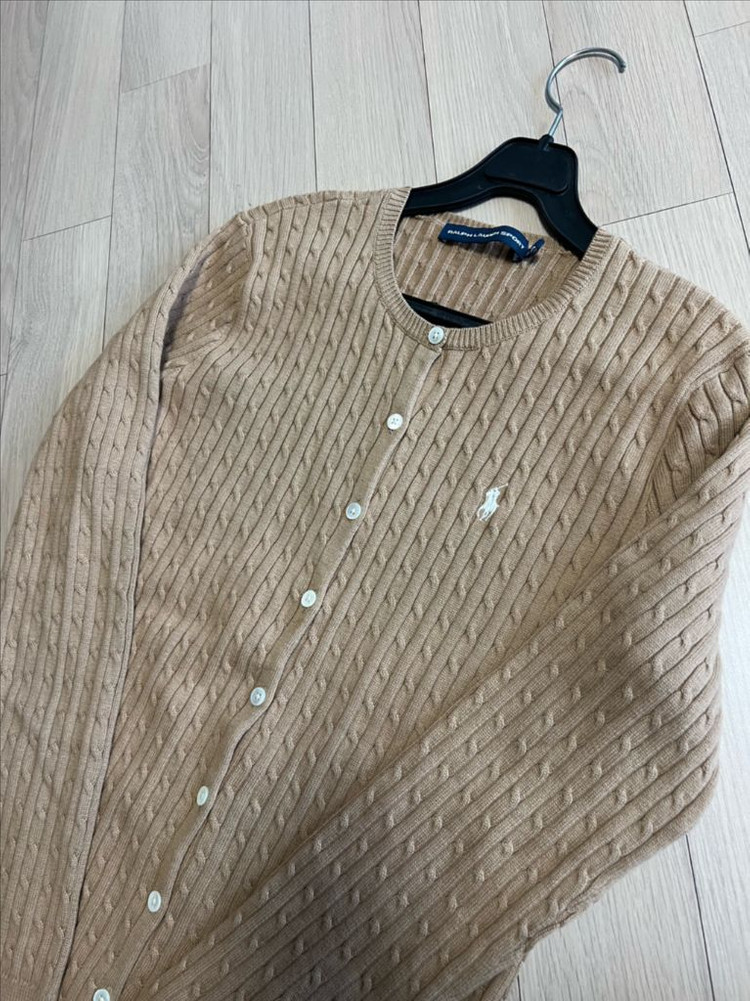 폴로 랄프로렌 코튼 케이블 니트 가디건 베이지 라운드넥 꽈배기 POLO--3