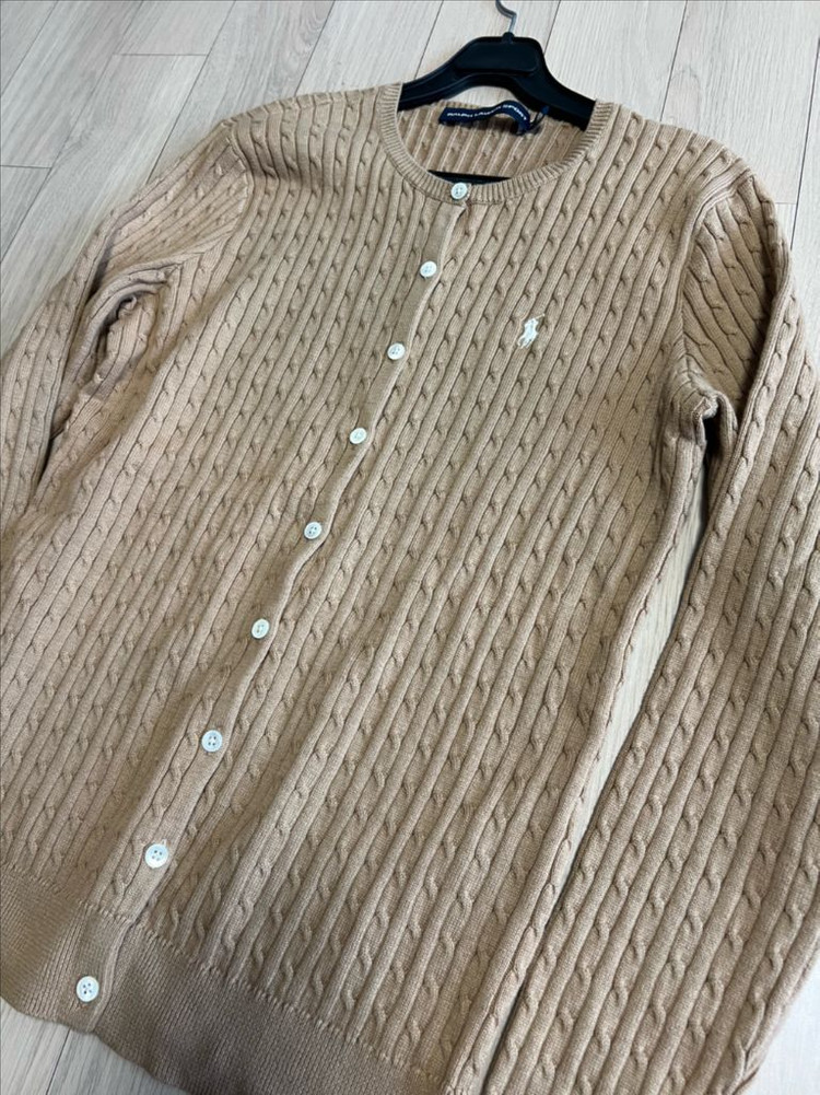 폴로 랄프로렌 코튼 케이블 니트 가디건 베이지 라운드넥 꽈배기 POLO--4