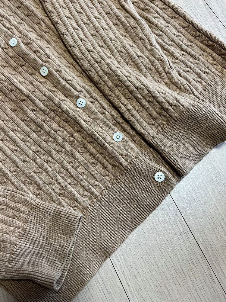 폴로 랄프로렌 코튼 케이블 니트 가디건 베이지 라운드넥 꽈배기 POLO--6