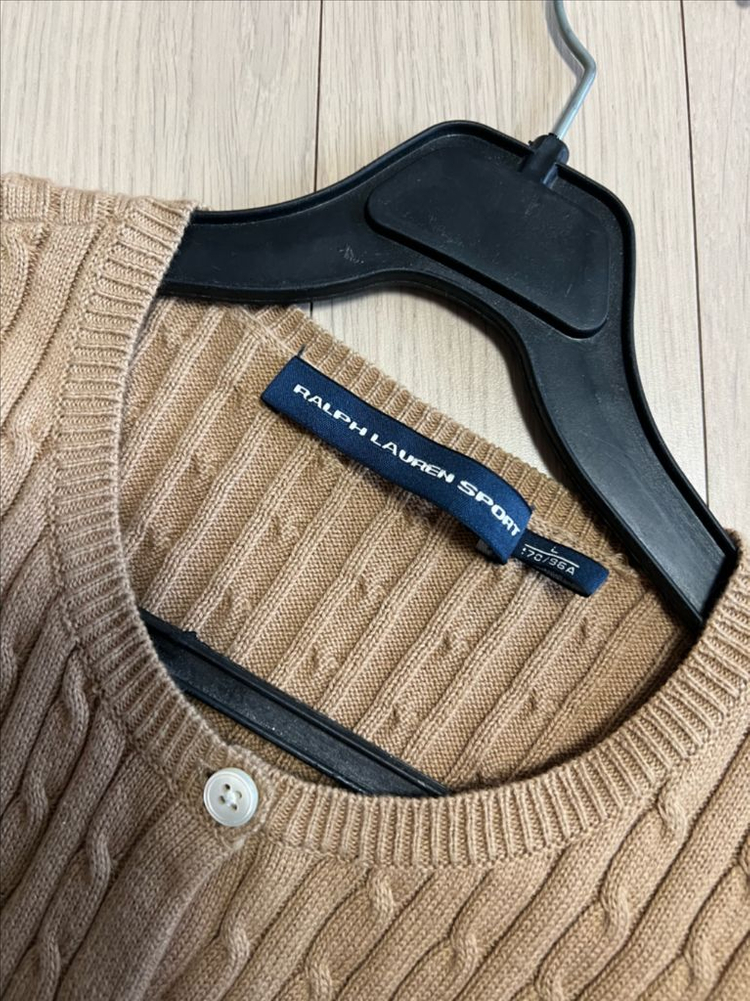 폴로 랄프로렌 코튼 케이블 니트 가디건 베이지 라운드넥 꽈배기 POLO--7