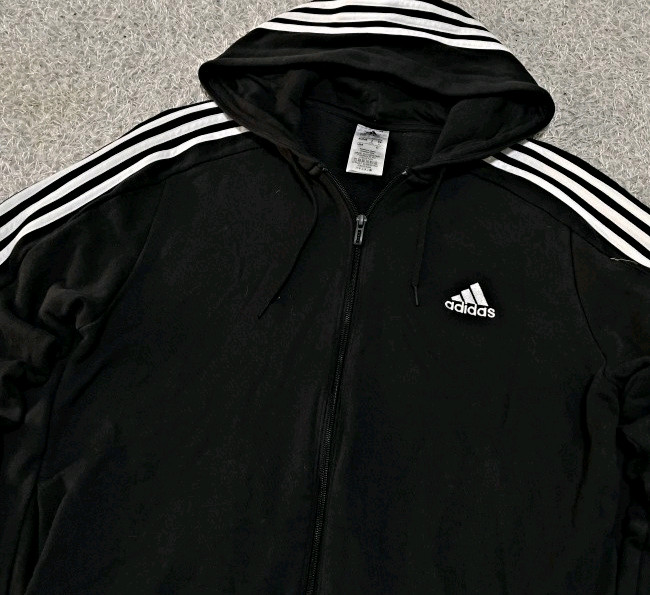 아디다스 블랙 검정 트랙탑 후드 져지집업 105/XL--1