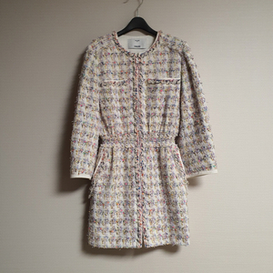 오브제 OBZEE 스모킹밴딩 트위드 자켓 44 사이즈