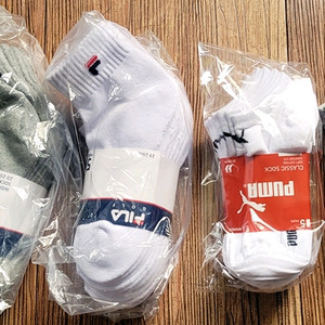 여성용 스포츠 양말 휠라 이중쿠션 단목, 퓨마 베이직 스니커즈 양말 일괄판매 이미지