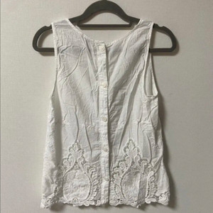 일본 빈티지 모리걸 하구미 레이스 민소매 티 블라우스