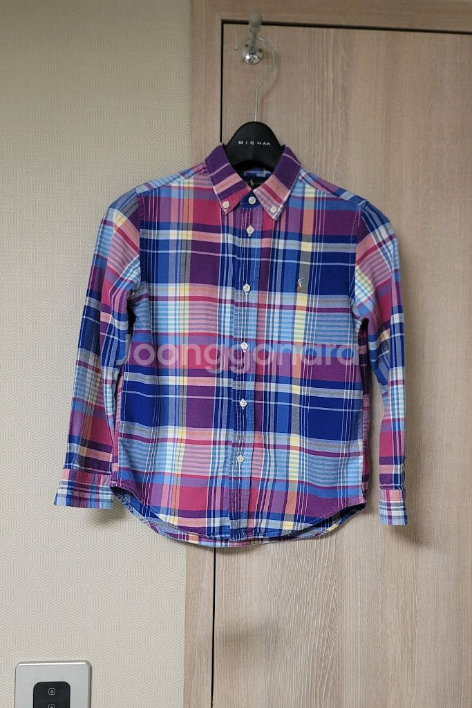 폴로키즈 남아 체크 셔츠 사이즈 7T--0