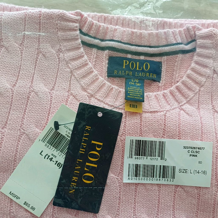 폴로 랄프로렌 케이블 니트 핑크L--2