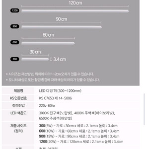 새상품) 히트조명 T5조명 120cm 2개 (디밍)