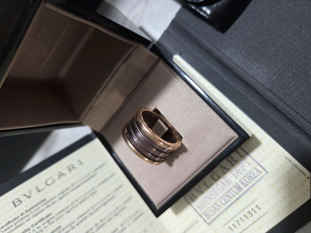 불가리 비제로원 로즈골드&브론즈 세라믹 4밴드 반지 이미지