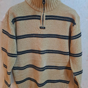 스트라이프 반집업 스웨터 100