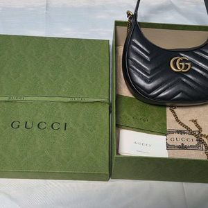 [S급/정품]구찌 GG 마몽 블랙 스몰 숄더백 하프문