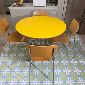매직볼트 원형 테이블 식탁 사이즈 1000mm 옐로우 + 낸시체어 4개 이미지