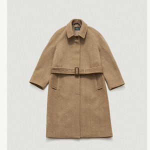 더바넷 헤링본 록저 벨티드 발마칸 코트