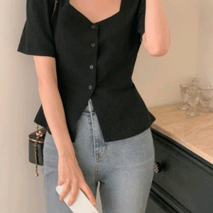 베니토 리썸블라우스 반팔 블랙 1사이즈