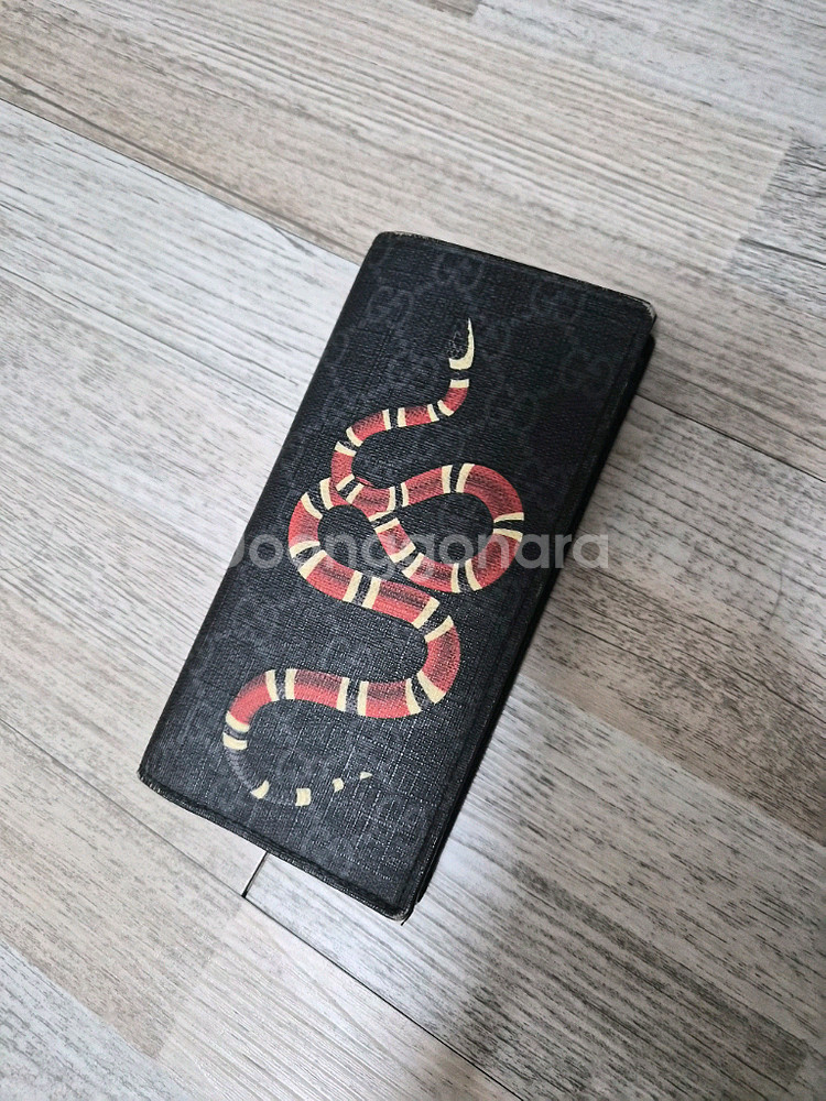 구찌 GG 캔버스 스네이크 패턴 장지갑--0